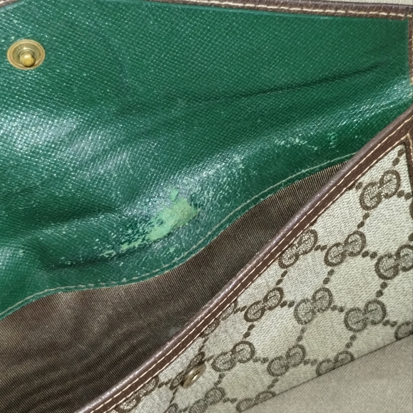 VINTAGE GUCCI MONOGRAM LONG WALLET BILLFOLD 7" POCKETBOOK AUTHENTIC GREEN INSIDE - Picture 15 of 16